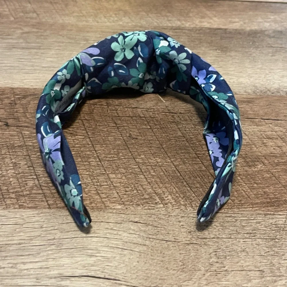 Navy Floral Knot Headband Women's Fabric Hair Accessory‎